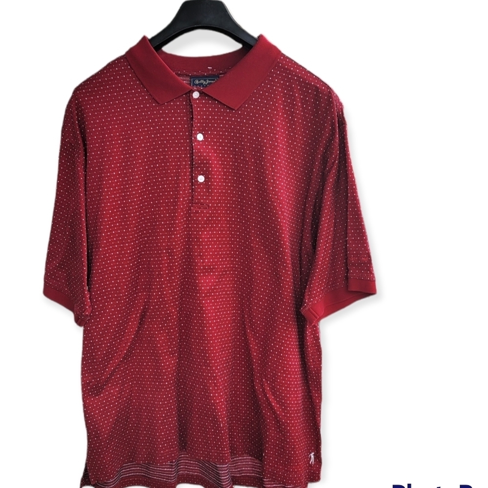 Bobby Jones Players Collection Golf Polo Burgundy Cotton Shirt XL.Logo
